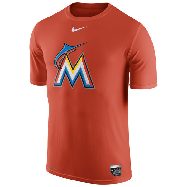 MLB Men Miami Marlins Nike Authentic Collection Legend Logo 1.5 Performance TShirt Orange